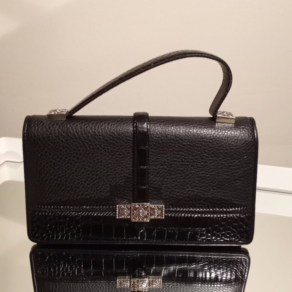 Brighton Jazz Time Organizer Crossbody Bag Black Leather Shoulder Purse